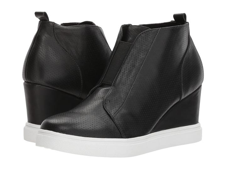 Blondo Gatsby Waterproof Wedge Sneaker (black Leather) Women's  Shoes