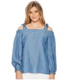 Michael Michael Kors Tencel Off Shoulder Top (light Cadet Wash) Women's Clothing