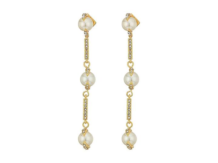 Vince Camuto Pearl And Pave Linear Earrings (gold) Earring