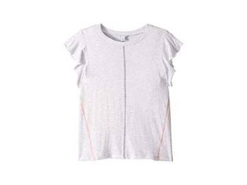 Splendid Littles Short Sleeve Ruffle Top (big Kids) (ice Gray Heather) Girl's T Shirt