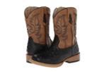 Roper Kids Western Square Toe Boot (toddler) (black/tan) Cowboy Boots