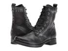 Frye Veronica Rebel Combat (black Waxed Full Grain) Women's Lace-up Boots