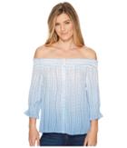 Miss Me Off The Shoulder Button Down (blue) Women's Clothing
