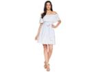 Cece Off The Shoulder Dress W/ Embroidered Edge (bluebird) Women's Dress