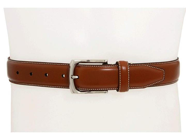 Johnston & Murphy Topstitched Belt (saddle Tan) Men's Belts