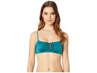 Rvca Solid Shimmer Lace-up Bikini Top (spruce) Women's Swimwear