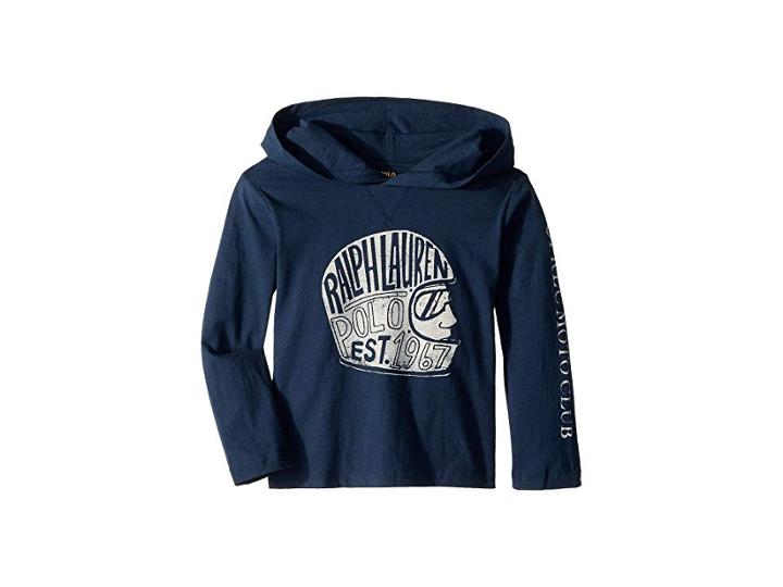 Polo Ralph Lauren Kids Cotton Hooded Graphic T-shirt (little Kids/big Kids) (blue Eclipse) Boy's Clothing