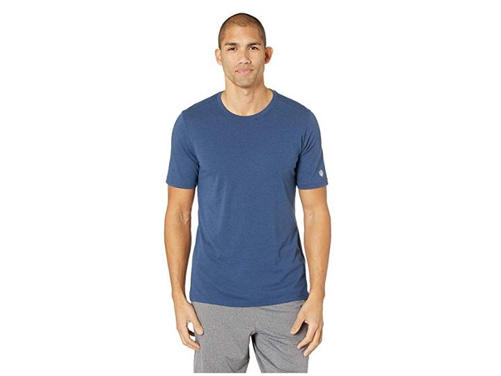 Asics Run Short Sleeve Top (dark Blue Heather) Men's Workout
