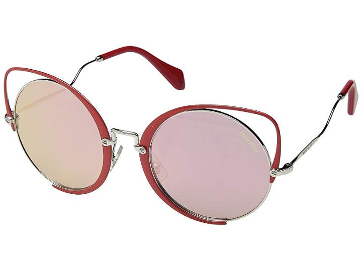 Miu Miu 0mu 51ts (red/silver/grey Mirror Yellow Rose) Fashion Sunglasses
