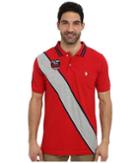 U.s. Polo Assn. Diagonal Stripes Short Sleeve Pique Polo (engine Red) Men's Short Sleeve Pullover