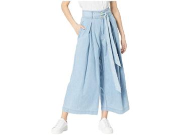 Juicy Couture Cotton Silk Chambray Crop Pants (blue Chill Chambray) Women's Casual Pants