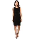 Calvin Klein Sweater Dress W/ Suede Front (black) Women's Dress