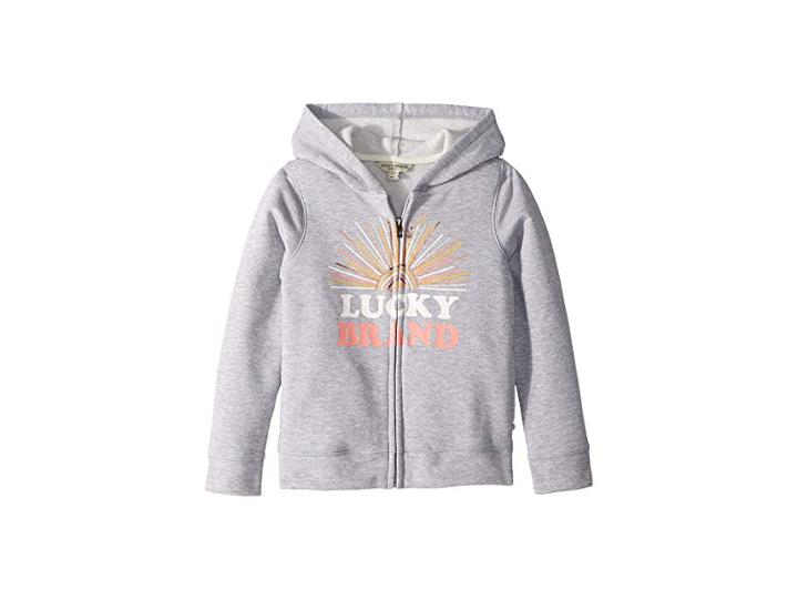 Lucky Brand Kids Myah Hoodie (little Kids) (cool Grey Heather) Girl's Sweatshirt
