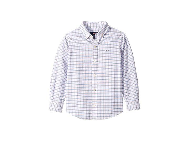 Vineyard Vines Kids Bell Haven Plaid Oxford Shirt (toddler/little Kids/big Kids) (flamingo) Boy's Clothing