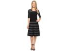 Calvin Klein Pointelle Fit And Flare Dress (black/white) Women's Dress