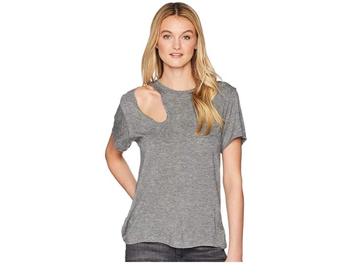 Lna Reina Slash Tee (heather Grey) Women's T Shirt