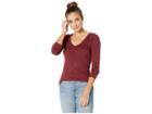Lamade Fitted V-neck Tee (wineberry) Women's Long Sleeve Pullover