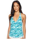Tommy Bahama Among Fronds Reversible Halter Tankini (ming Jade) Women's Swimwear