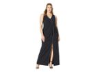 Adrianna Papell Plus Size Halter Long Dress (black) Women's Dress
