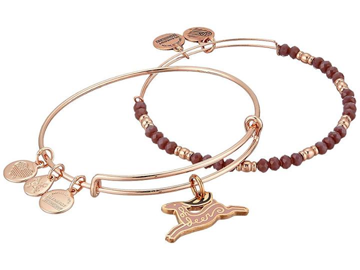 Alex And Ani Oh Deer Set Of 2 Bracelet (shiny Rose) Bracelet