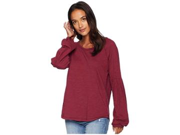 Mod-o-doc Slub Jersey Pleated Raglan Sleeve Tee (cranberry) Women's T Shirt