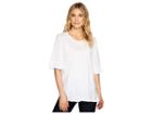 Michael Stars Cotton Supima(r) Crew Neck With Ruffle Sleeve (white) Women's Clothing