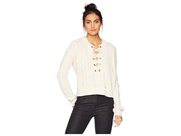 Show Me Your Mumu Joey Lace-up Sweater (snowflake Cable Knit) Women's Sweater
