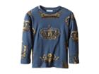 Dolce & Gabbana Kids Crown Print Long Sleeve T-shirt (toddler/little Kids) (green/crown Print) Boy's T Shirt