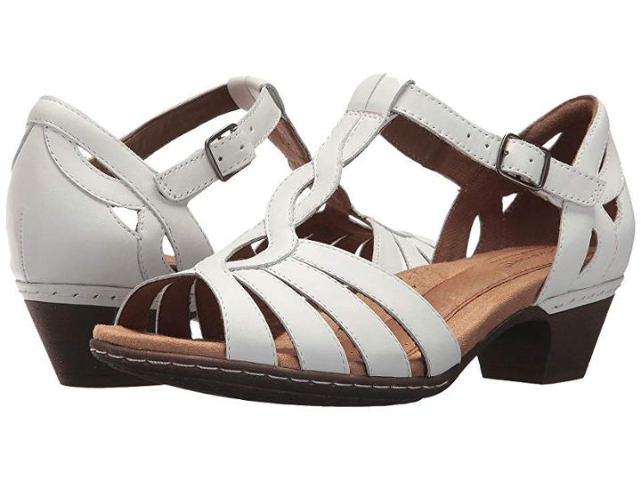Rockport Cobb Hill Collection Cobb Hill Abbott Curvy T-strap (white Leather) Women's Shoes