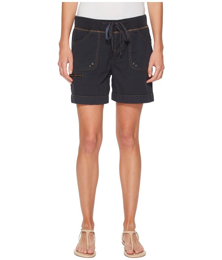 Jag Jeans Diana Knit Waist 5 Drawstring Shorts In Breezy Poplin (nautical Navy) Women's Shorts