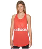 Adidas Essentials Linear Loose Tank Top (real Coral/white) Women's Sleeveless