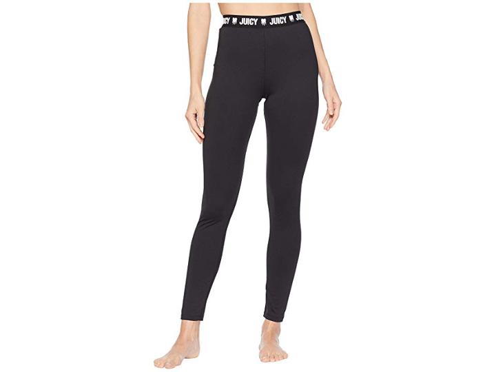Juicy Couture Track Inked Heart Compression Leggings (pitch Black) Women's Casual Pants