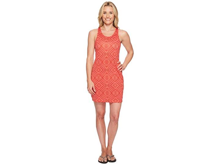 Smartwool Basic Merino 150 Pattern Dress (bright Coral) Women's Dress