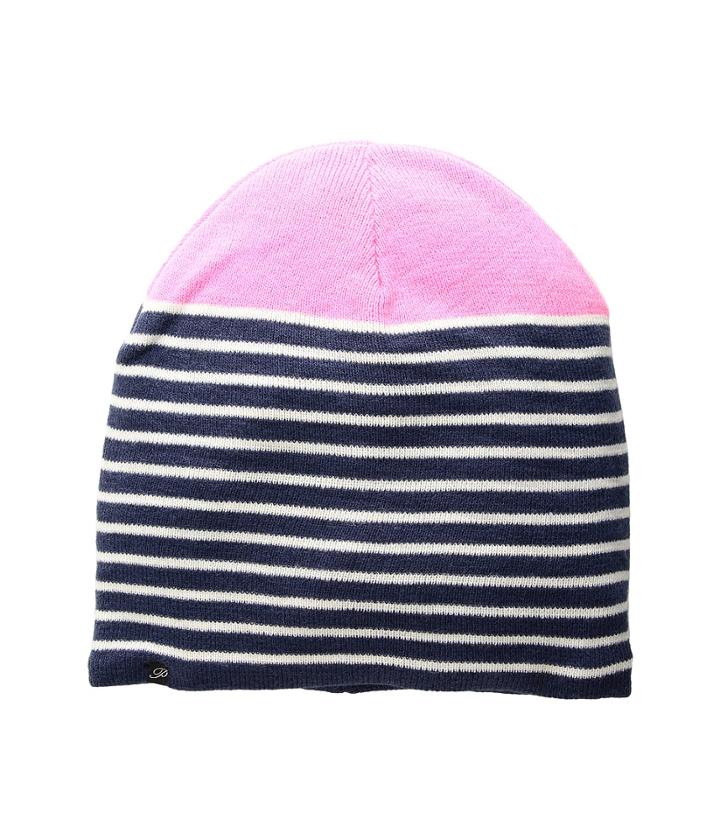 Plush Fleece-lined Striped Color Block Beanie (navy/neon Pink) Beanies