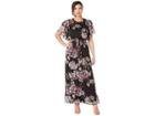 Nine West Flutter Sleeve Maxi Dress (black/violet Dove Multi) Women's Jumpsuit & Rompers One Piece