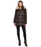 French Connection Puffer With Faux Fur Hood (black) Women's Coat