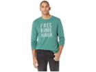 Life Is Good Free Range Human Crusher Long Sleeve T-shirt (heather Forest Green) Men's T Shirt