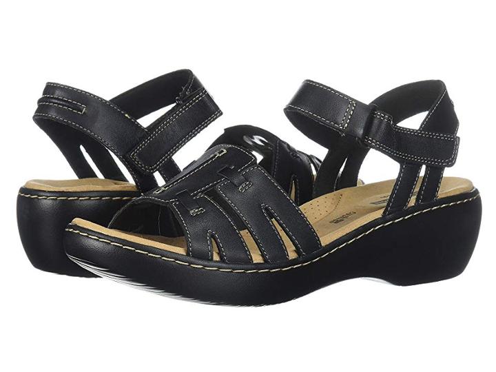 Clarks Delana Nila (black Leather) Women's Sandals