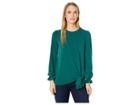 Michael Michael Kors Long Sleeve Tie Blouse Top (dark Emerald) Women's Clothing