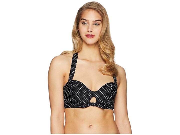 Unique Vintage Mrs. West Top (black/ivory Pin Dot) Women's Swimwear