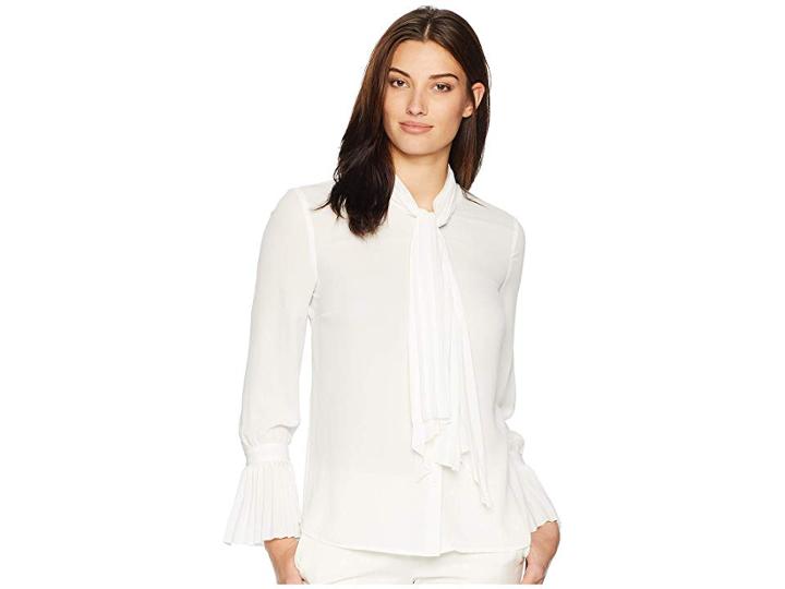 Tahari By Asl Long Sleeve Blouse With Bell Sleeve (ivory White) Women's Blouse