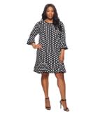 Michael Michael Kors Plus Size Simple Dot Flounce Dress (black/white) Women's Dress