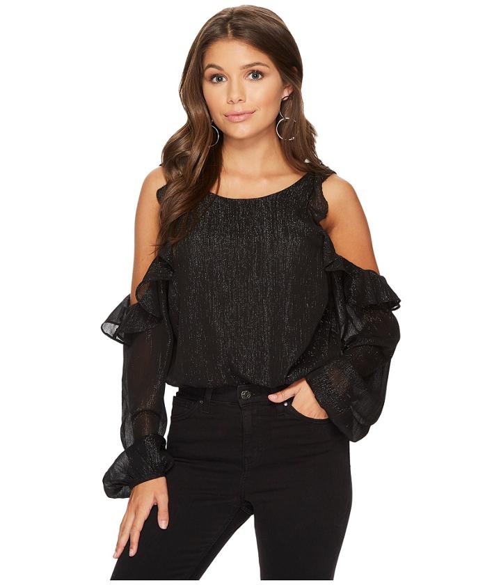 Astr The Label Analesse Bodysuit (black Shimmer) Women's Jumpsuit & Rompers One Piece