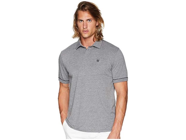 Brixton Carlos Short Sleeve Polo Knit (heather Grey) Men's Short Sleeve Knit