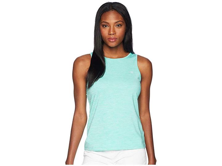 Vineyard Vines Golf Heather Sport Peekaboo Tank Top (capri Blue) Women's Sleeveless