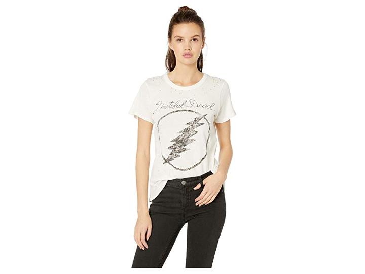 Chaser Grateful Dead Gauzy Cotton Crew Neck Tee (salt) Women's T Shirt