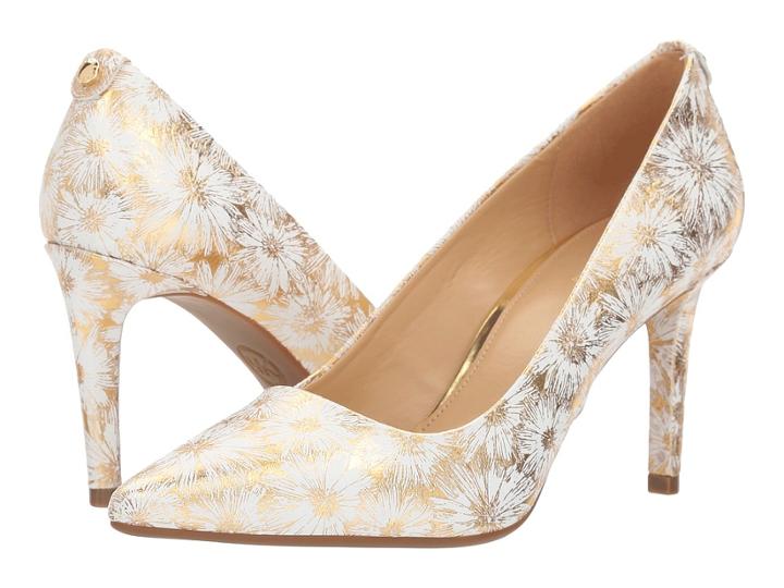 Michael Michael Kors Dorothy Flex Pump (optic/gold Metallic Flower Embossed) Women's Shoes