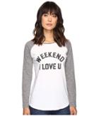 The Original Retro Brand Weekend Love U Long Sleeve Raglan (white/grey) Women's Long Sleeve Pullover