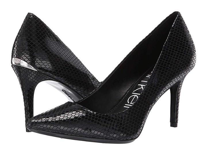 Calvin Klein Gayle Pump (black Shiny Snake Print) High Heels