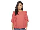 1.state Ruffle Shoulder Bell Sleeve Blouse (dark Coral Reef) Women's Blouse